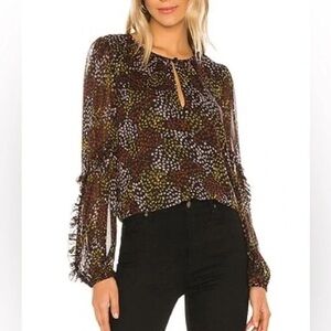 Joie Sheer Blouse in Black, Red, and Yellow